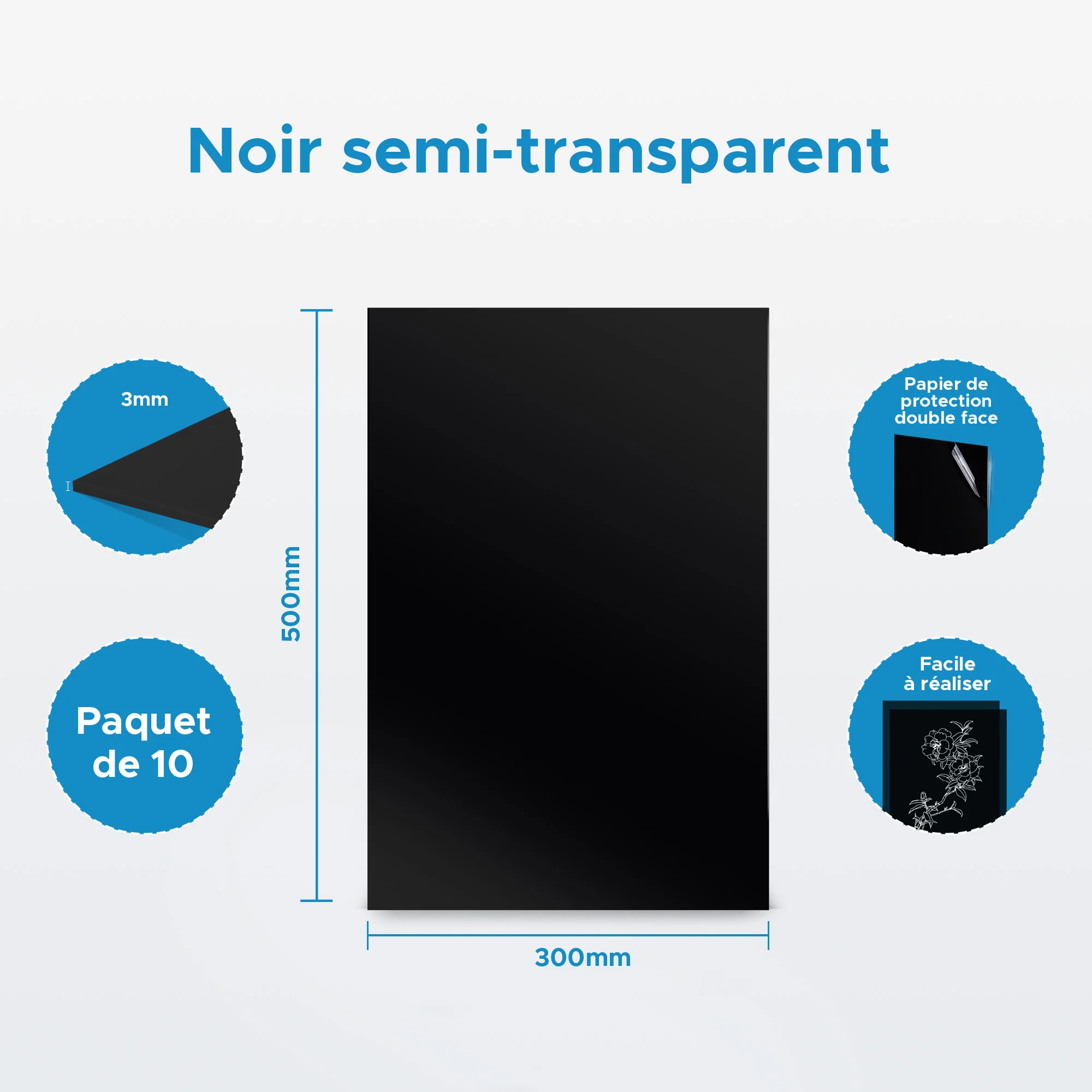 10 plaques acryliques noires semi-transparentes pour gravure et découpe laser, routeur CNC, bricolage et artisanat - Image 5