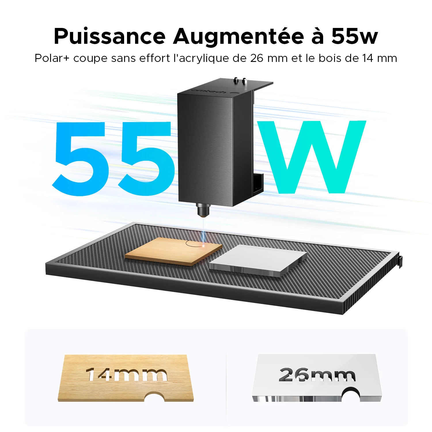 55W Desktop Graveur laser et Découpe laser avec surface de gravure de 510x300mm | Polar Plus - Image 7