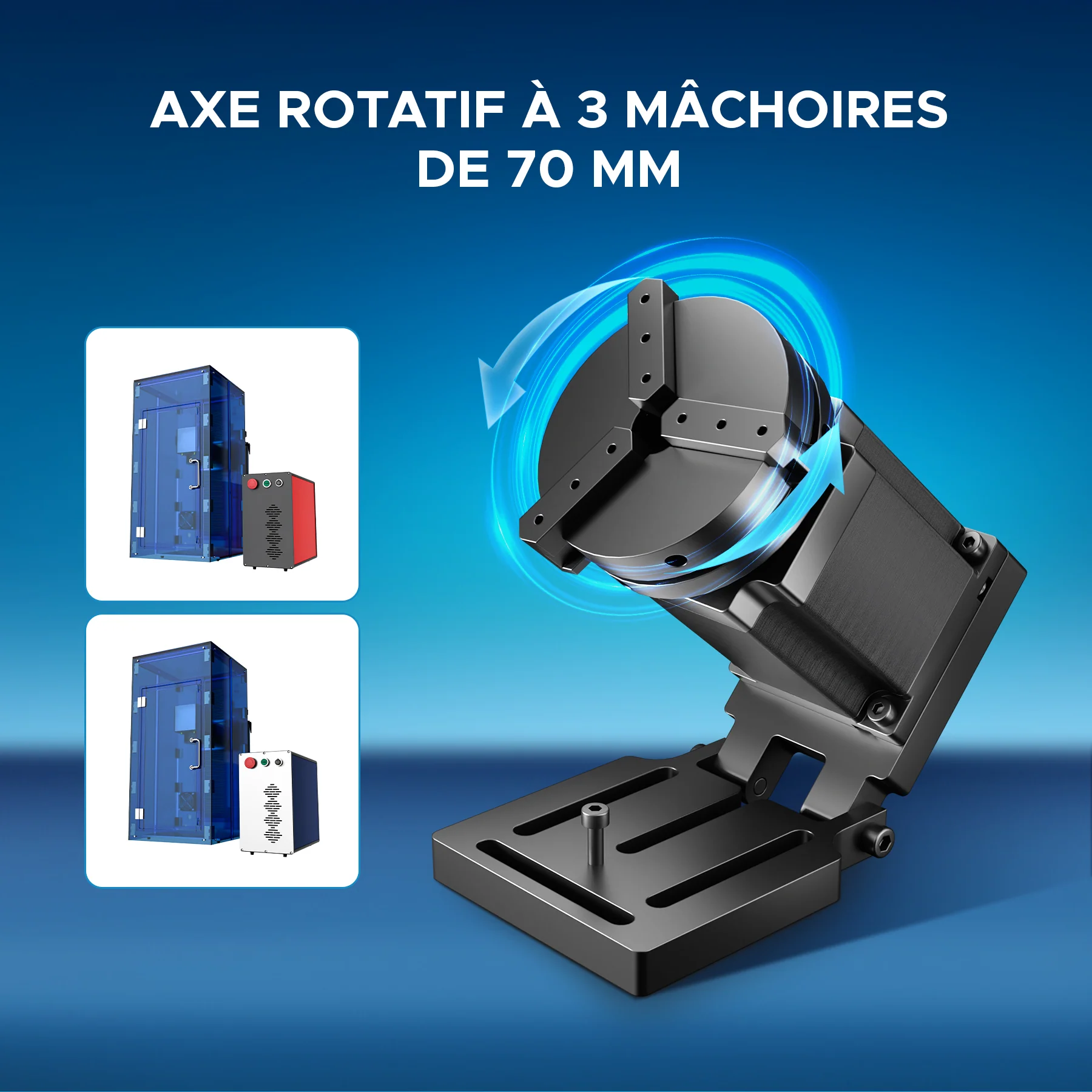 Axe rotatif de 70 mm pour graveur laser à fibre (POUR TOUTES LES MACHINES À FIBRE) - Image 6