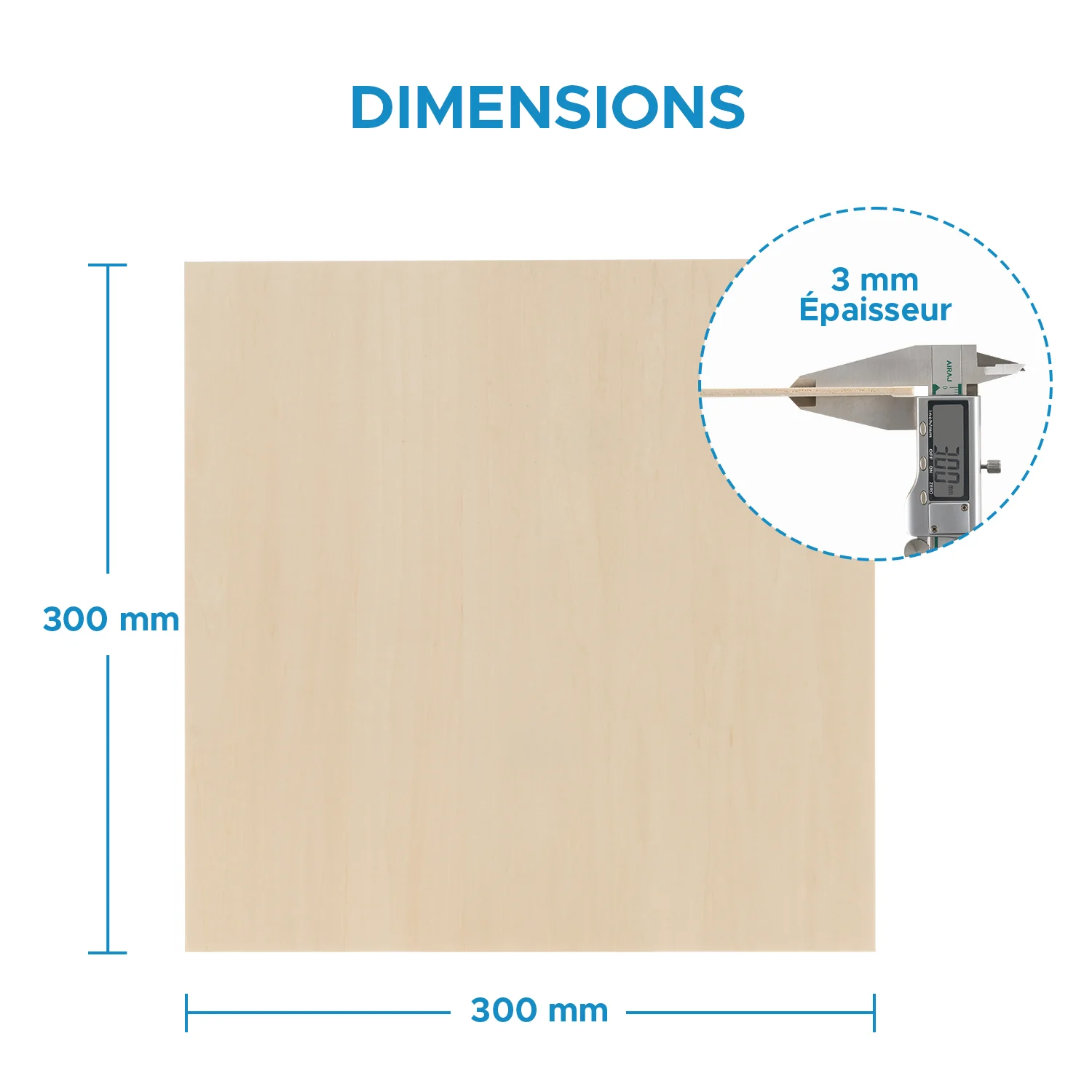 12 Feuilles de Contreplaqué 3mm pour graveur laser - 300x300x3 mm - Image 4